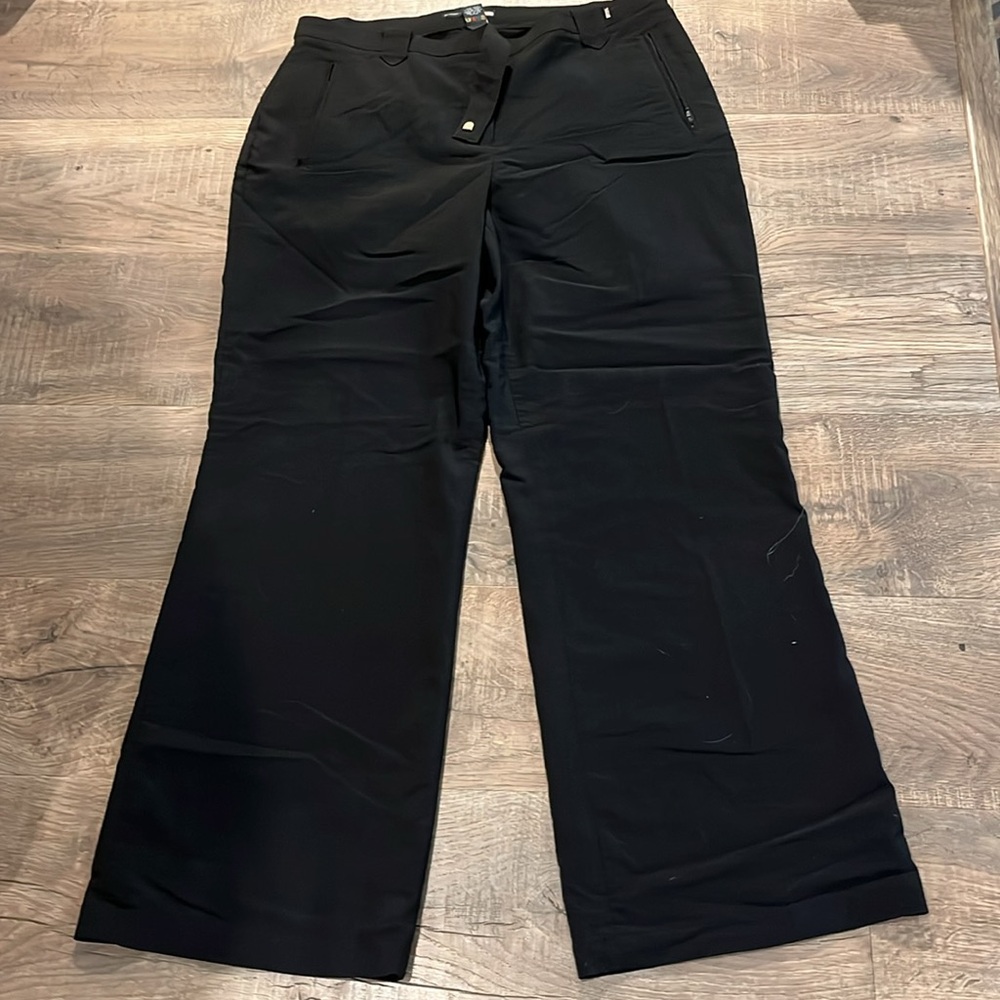 Optimum + Nostalglc BLACK Dress Pants wide leg rayon stretch office business 14